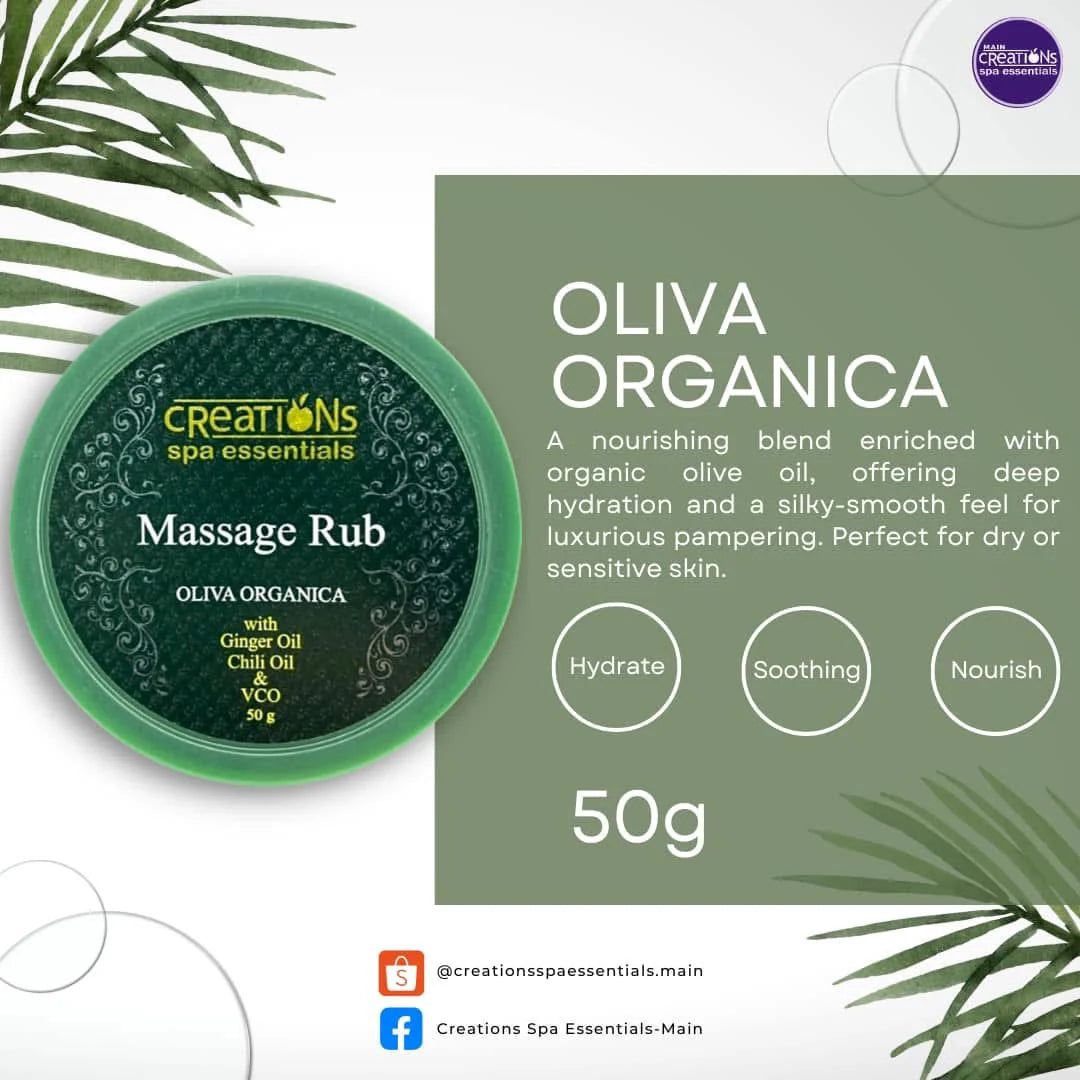 Creations Spa Essentials Massage Rub Oliva Organica 50g