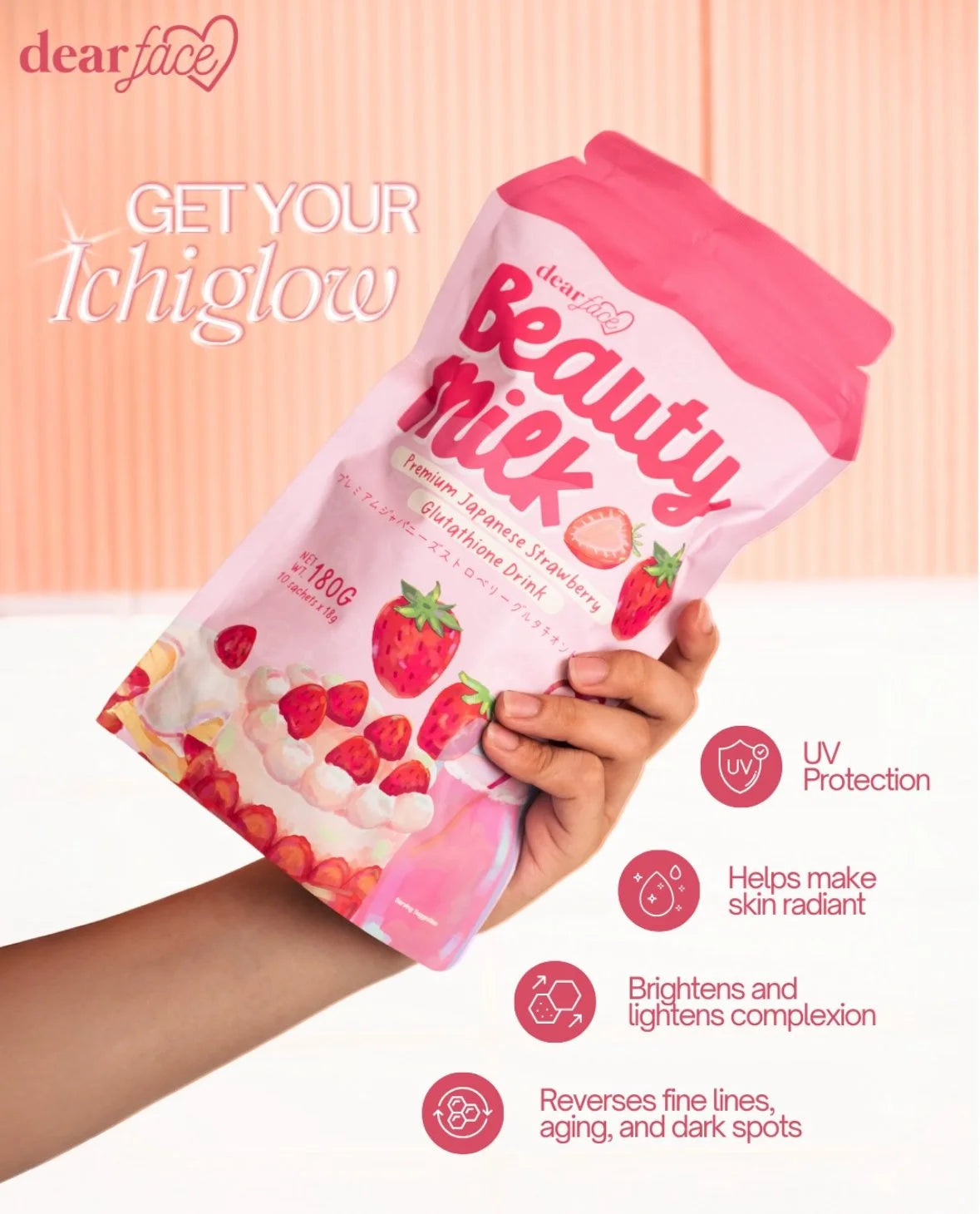 Dear Face Beauty Milk Premium Japanese Strawberry Glutathione Drink