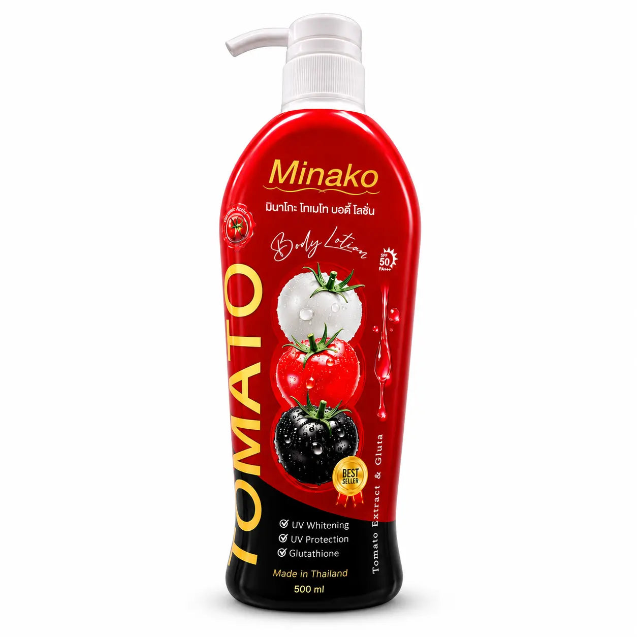 Minako Tomato Extract & Gluta Body Lotion 500ml – Niacinamide Body Moisturizer with SPF50 PA+++