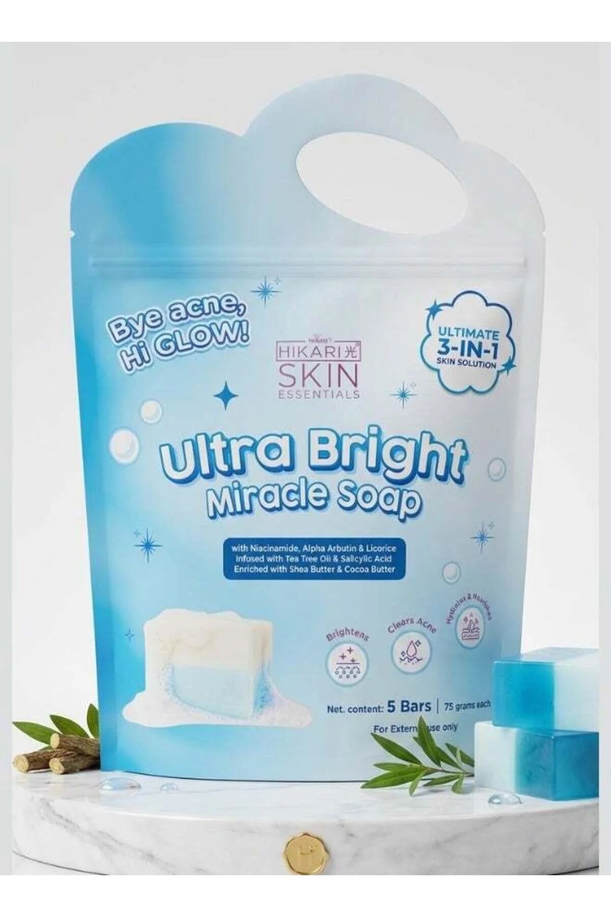 Hikari Skin Essentials UltraBright Miracle Soap – Daily Gentle Cleansing Soap Bars for Smooth, Radiant Skin