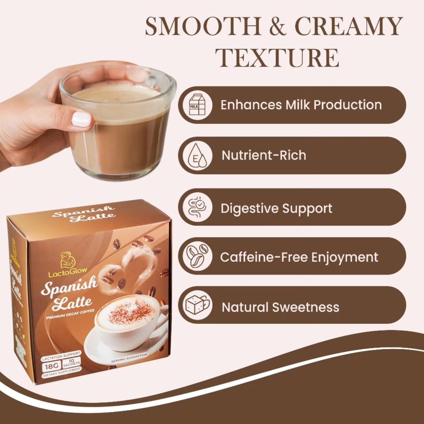 Lactaglow Spanish Latte - Premium Decaf Coffee 10 sachet