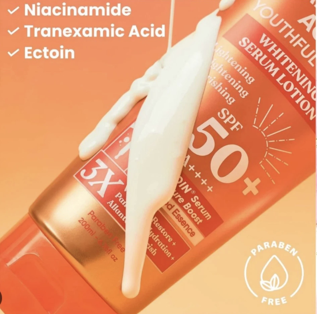 Luxe Organix Niacinamide + Tranexamic Acid Youthful Glow Whitening Serum Lotion 200ml