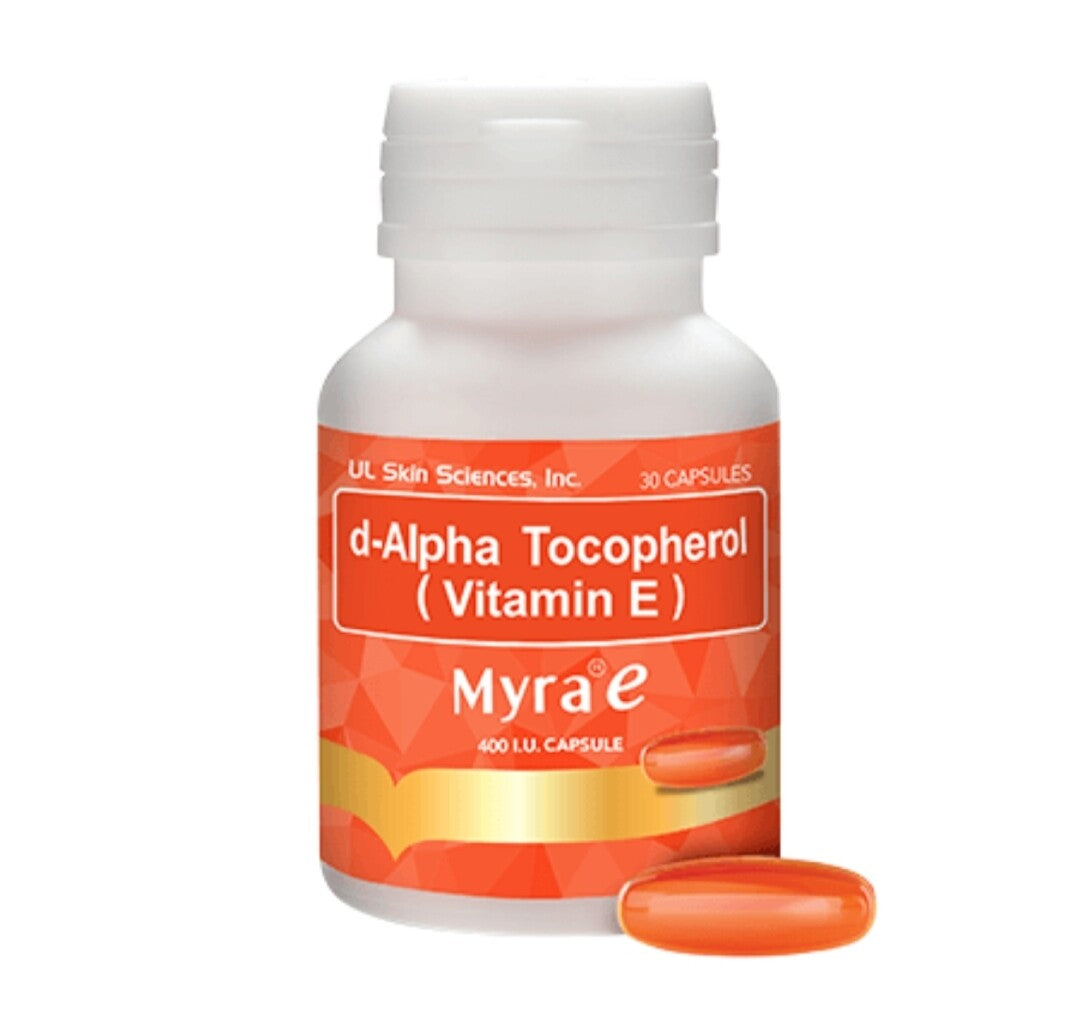 30 Capsule Myra e 400 IU Vitamin E d-Alpha Tocopherol Healthy Eyes Younger Skin