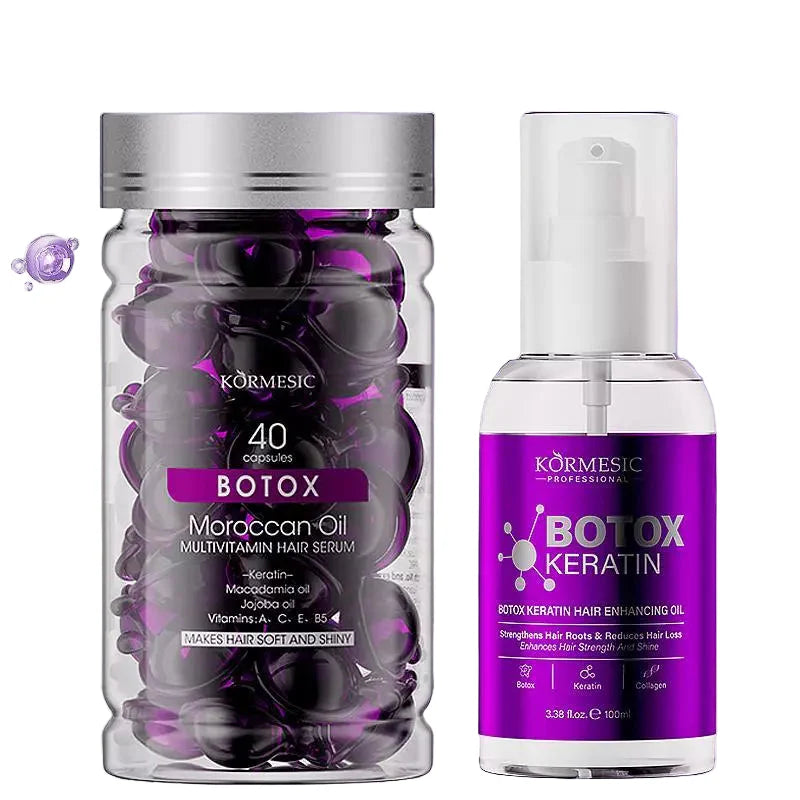 Kormesic Head Care Set 40 BOTOX Moroccan Essential Oil Caps + Keratin Hair oil