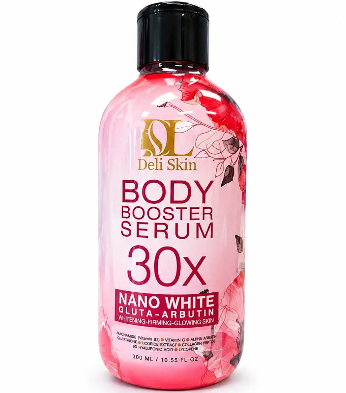 Deli Skin Body Booster Serum 30x Nano White Gluta Arbutin 300ml – Lightweight Hydrating & Radiance-Boosting Body Serum with Niacinamide, Vitamin C & Hyaluronic Complex