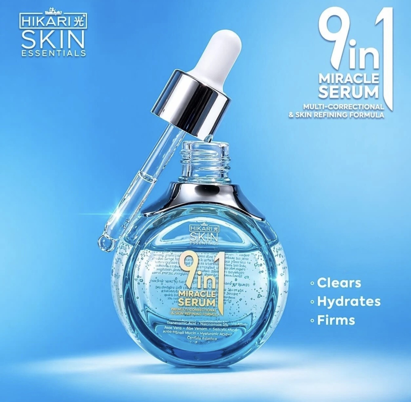 Hikari 9-in-1 Skin Serum 30ml Niacinamide Tranexamic Hydrating Glow HA