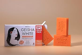 Geisha White Scar and Blemish Intense Skin Cleansing Bar - 3x65g | Kojic Acid, Collagen, Niacinamide & Papaya Extract | Detoxifying & Exfoliating for Clearer, Healthier Skin