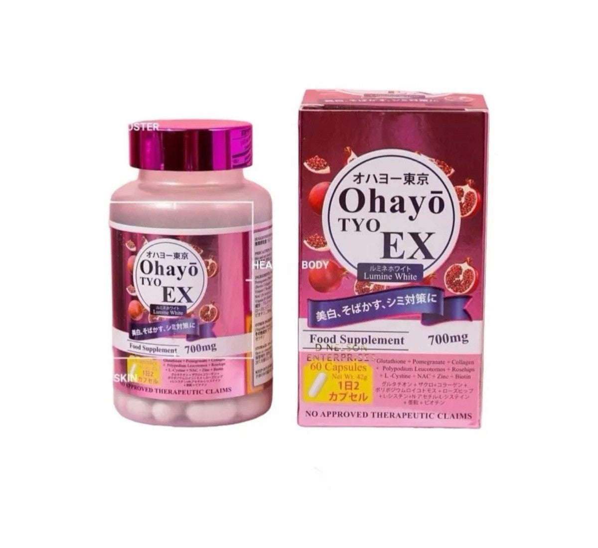 Ohayo TYO EX Lumine White Glutathione 700mg, 60 Capsules