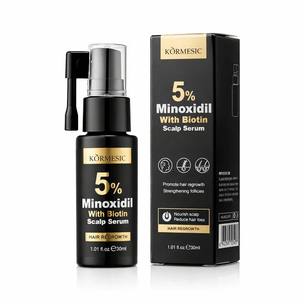 KORMESIC 5% Minoxidil With Biotin Scalp Serum 30ml – Hair Growth & Thickening Treatment, Follicle Stimulating Formula, Lightweight Nourishing Scalp Care for Thinning Hair (Men & Women)