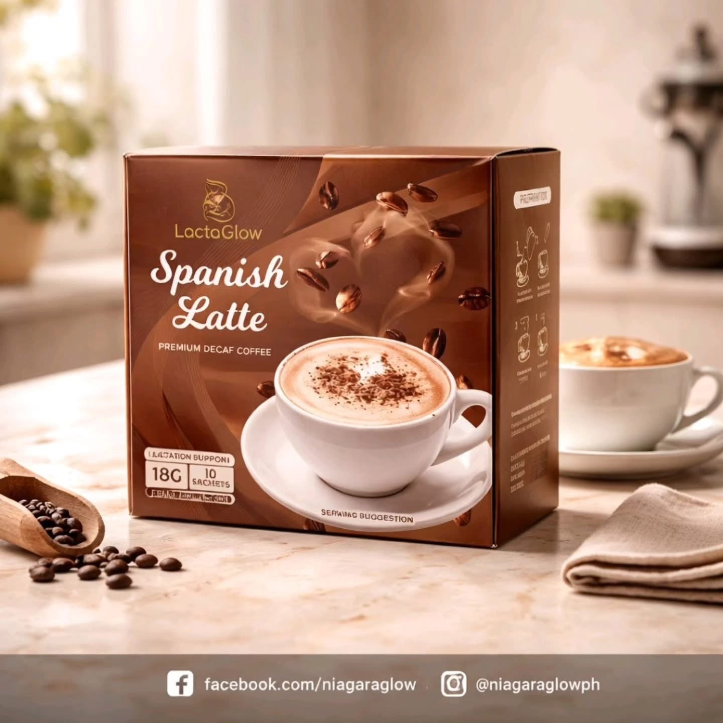 Lactaglow Spanish Latte - Premium Decaf Coffee 10 sachet