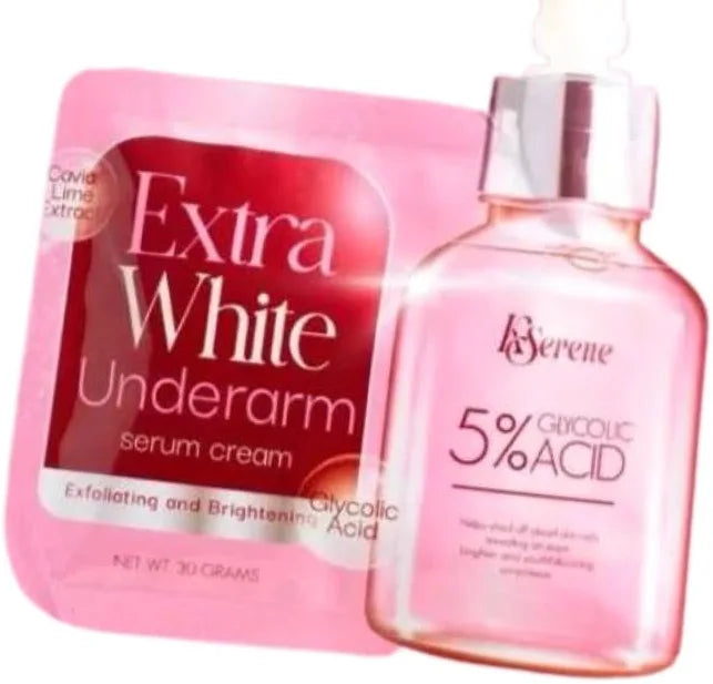 KSerene Extra White Underarm Serum Cream 30g 5% Glycolic Acid Exfoliating & Smoothing AHA Serum