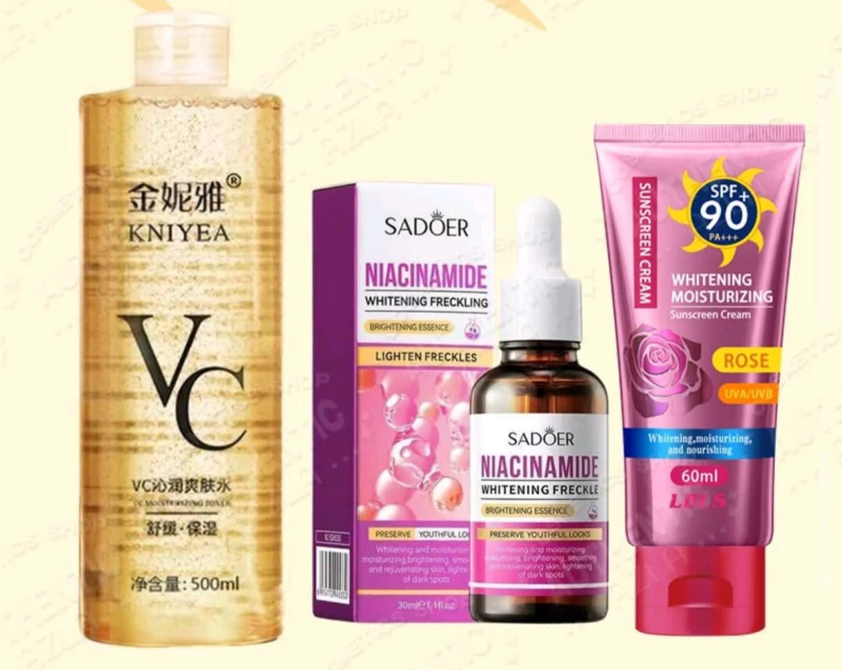 Kniyea VC Toner + Niacinamide Serum + Kiss Beauty Sunscreen