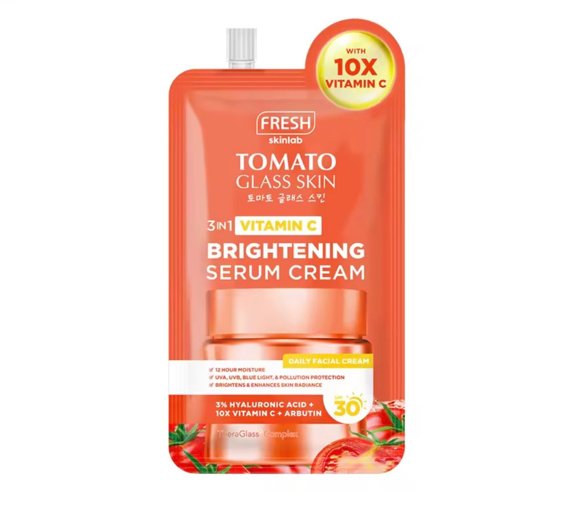 FRESH Skinlab Tomato Glass Skin 3 in 1 Vitamin C Brightening Serum Cream SPF 30 10ml