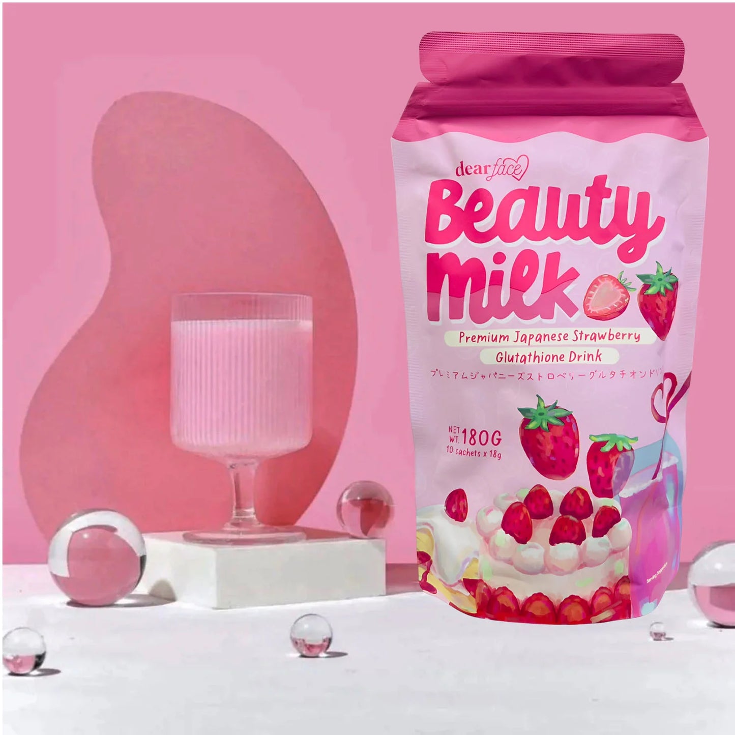 Dear Face Beauty Milk Premium Japanese Strawberry Glutathione Drink