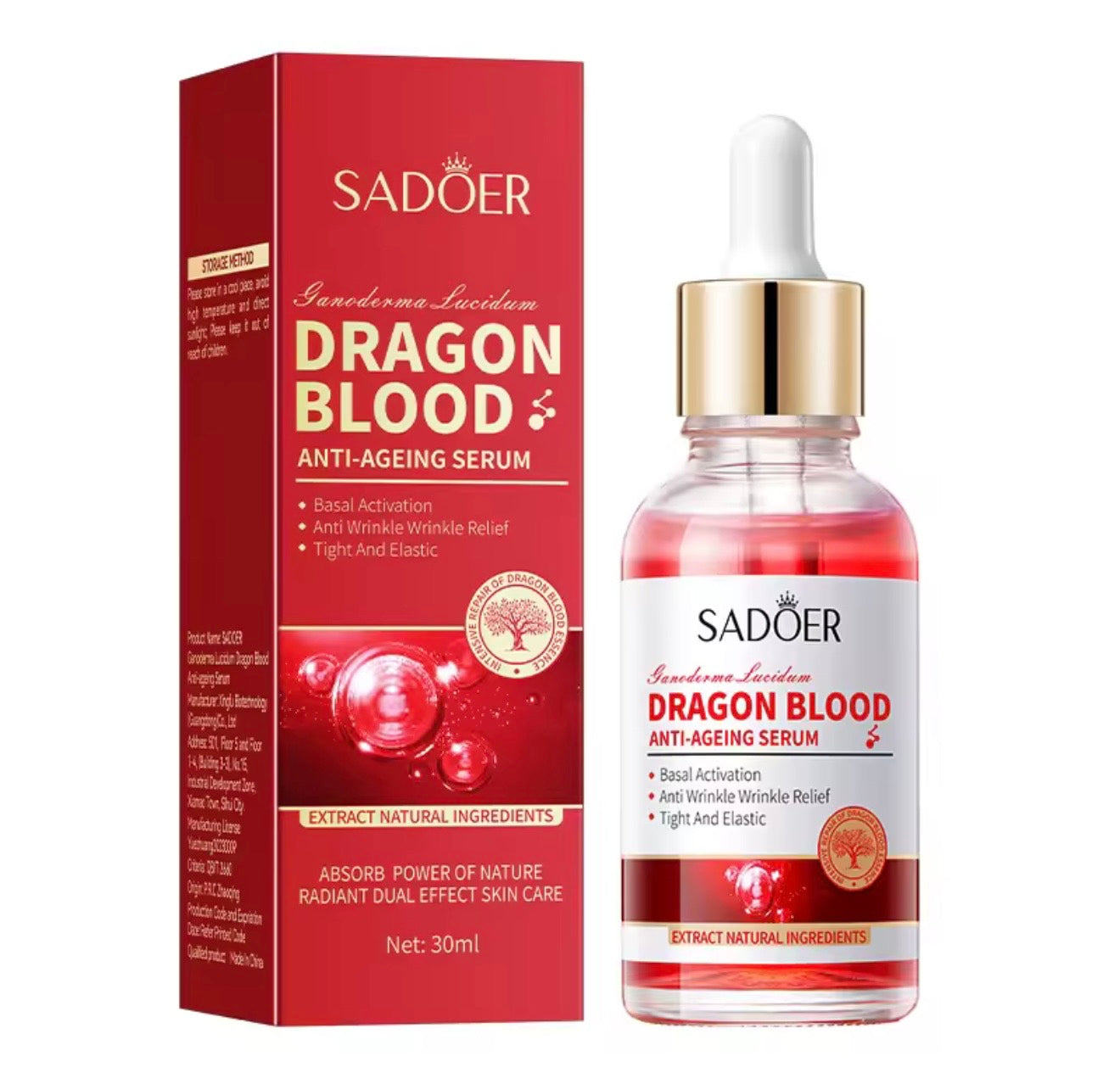 Sadoer Dragon Blood Serum Moisturizing Placenta Rejuvenation Firming Lifting Fine Lines Skin Face Essence Korean Cosmetics