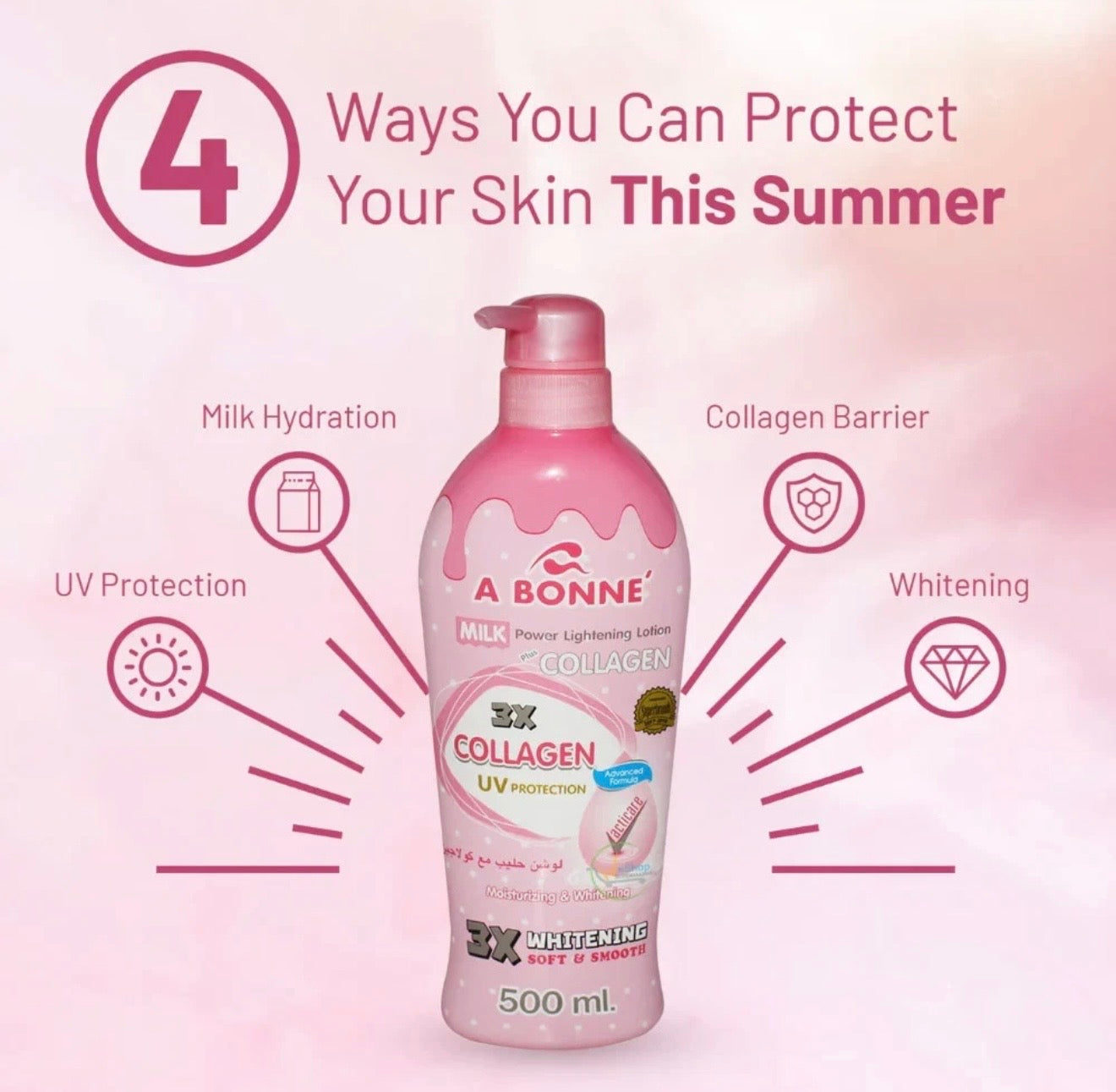 A Bonne Milk Powder Lightening Lotion 3x Collagen 500ml