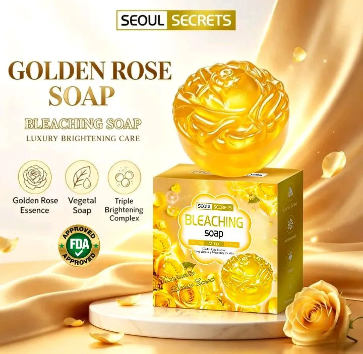 Seoul Secrets Bleaching Soap Mild Luxury Brightening Care with Golden Rose Essence Vegetal Soap Triple Brightening Complex