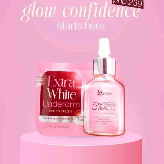 KSerene Extra White Underarm Serum Cream 30g 5% Glycolic Acid Exfoliating & Smoothing AHA Serum